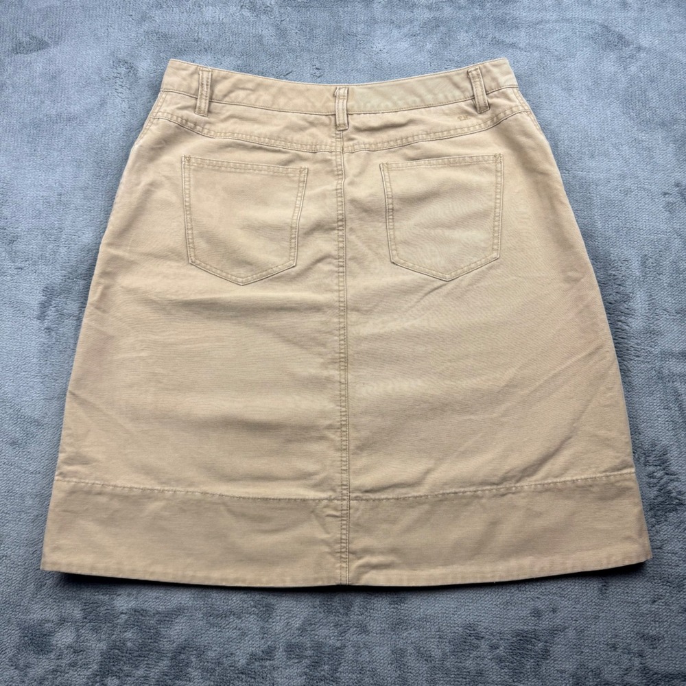 Tommy Hilfiger Khaki Cotton Button Front Mini Skirt Tan Canvas A-Line Size 14 - Picture 7 of 8